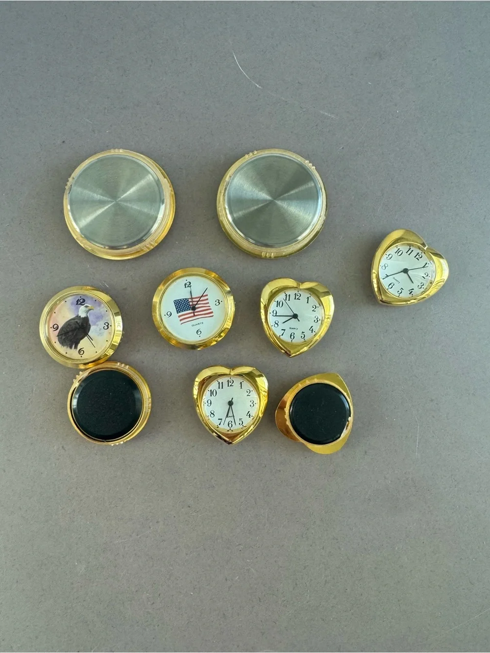 Gold-Tone Assorted Decorative Mini Clocks - Set of 9